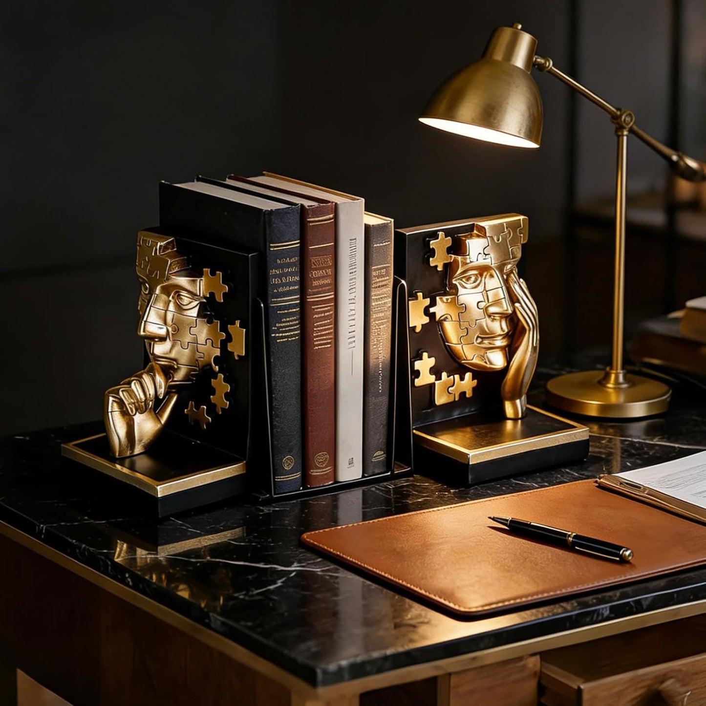 Modern Thinker Bookshelf Decorative Bookends / Gold