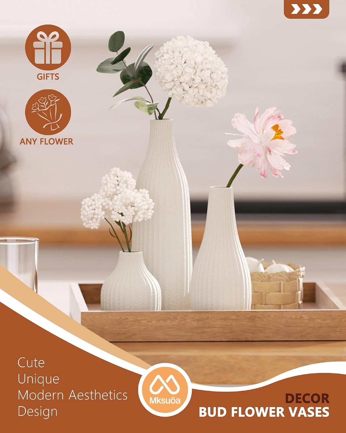 Modern Boho Style Vases / White / Set of 3