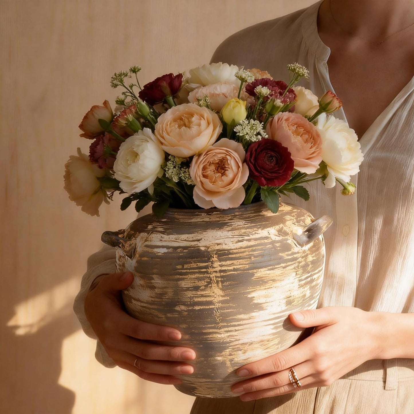 Large Ceramic Vase Rustic Farmhouse Vase / 7 Inch-retro / 7 Inch
