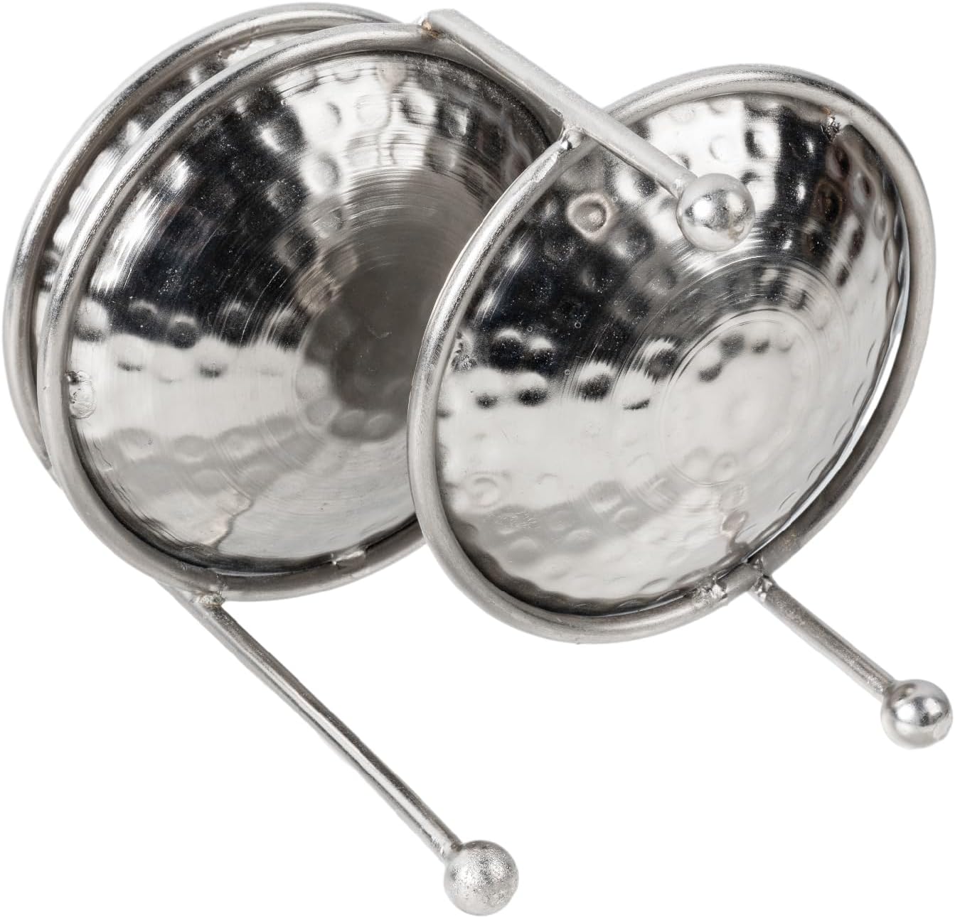 Hammered Silver Metal Dishes and Stand / Silver, 3 Tier / 4 Inch