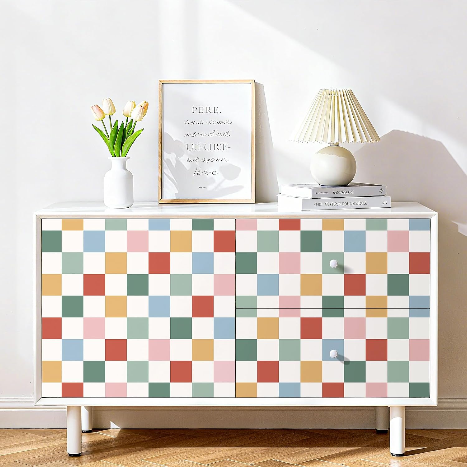 Colorful Checkered Wallpaper Peel and Stick Green Pink / 17.5 x 79 / Colorful Wallpaper / Blue