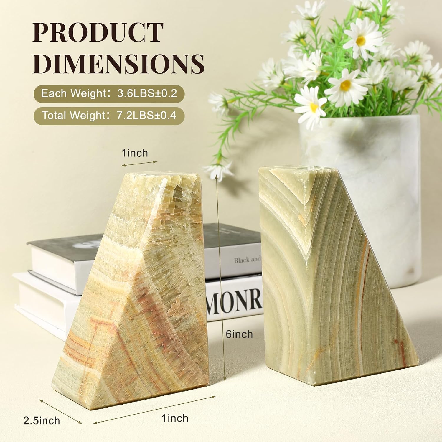 Onyx Bookends / Marble Bookends / Green Onyx