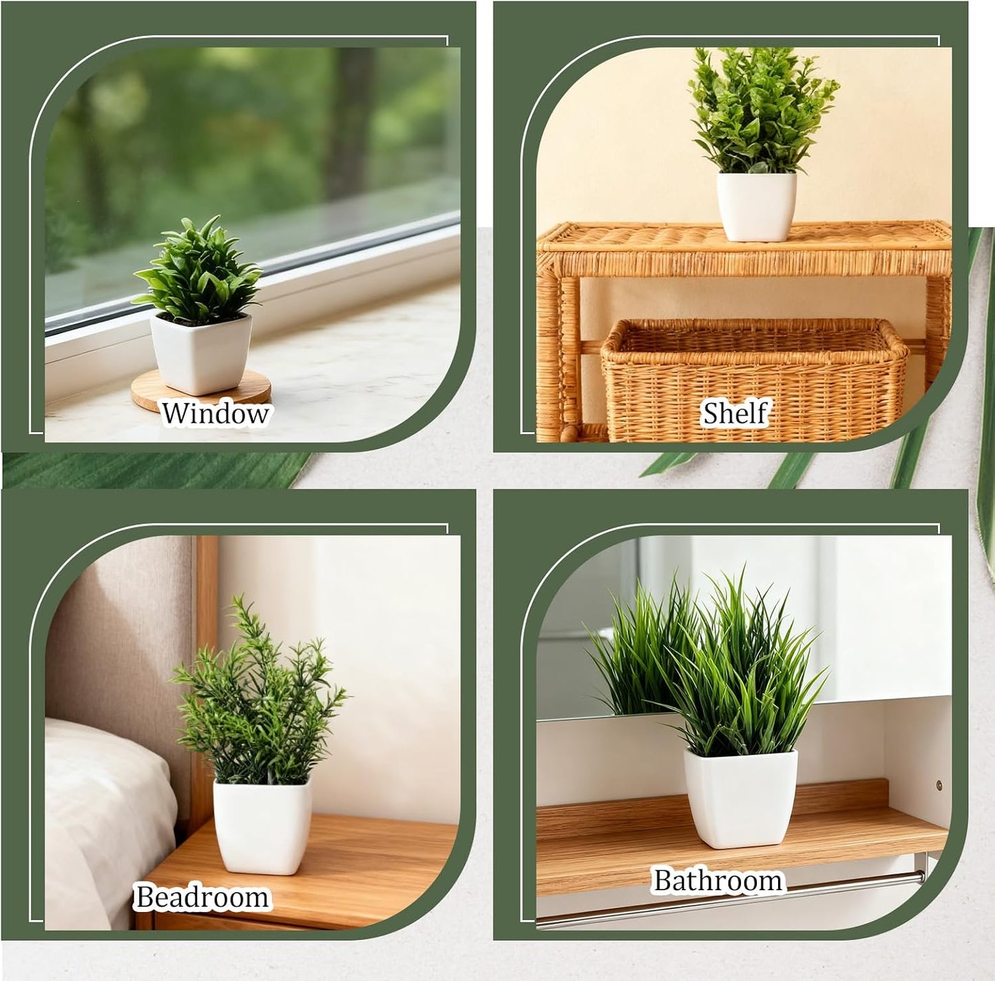 Mini Faux Flowerpot Artificial Plastic Eucalyptus Plant Wheat Shrub Greenery
