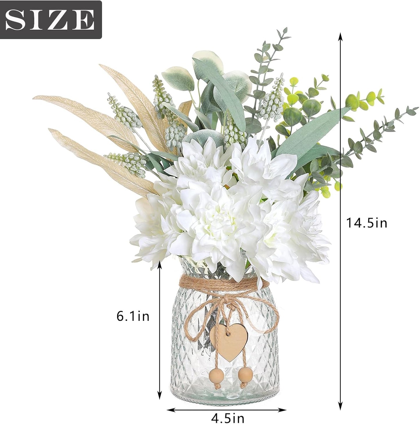 Faux Flowers / Artificial Silk Flowers in Vase / White