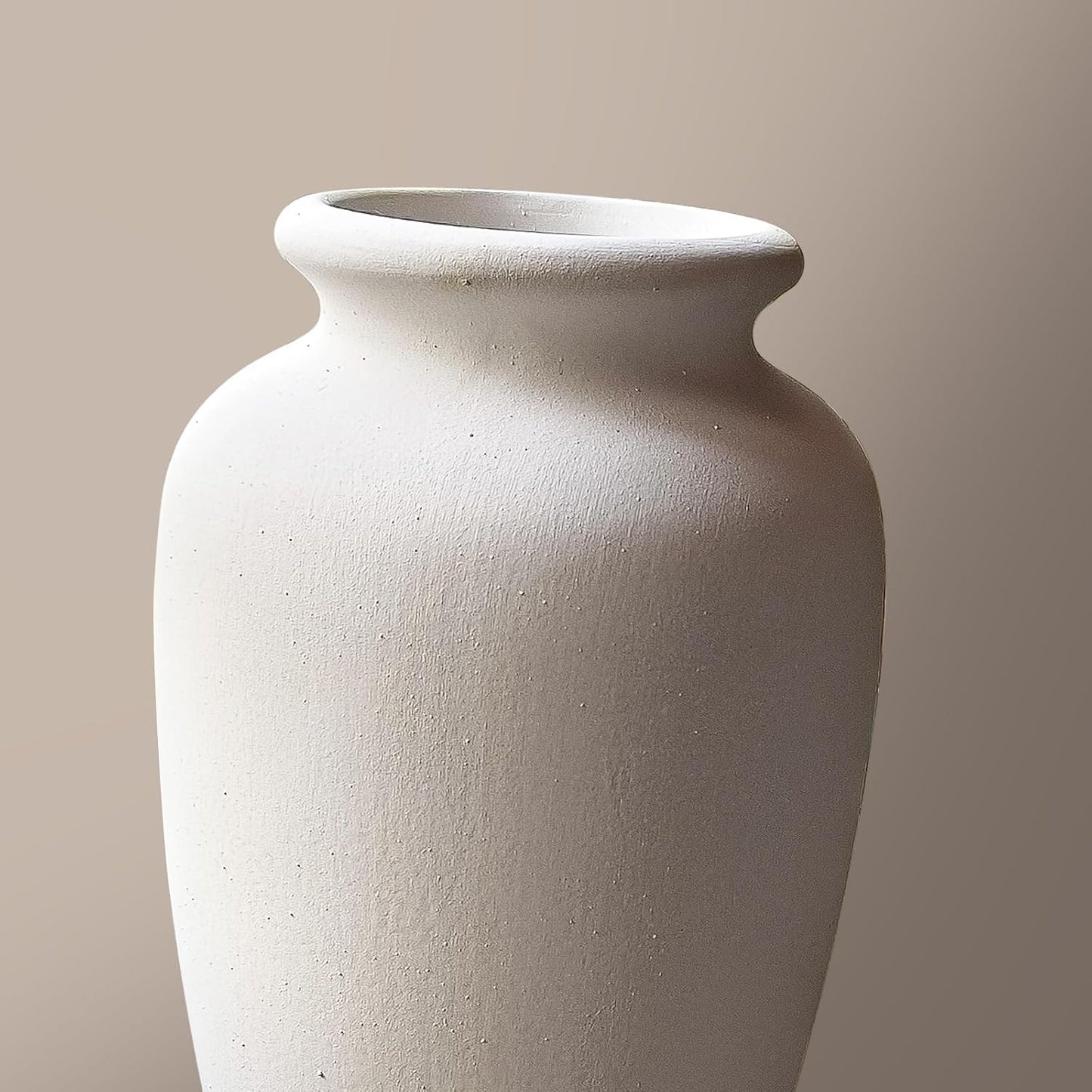 White Ceramic Vase-Boho Decorative Vase / White L