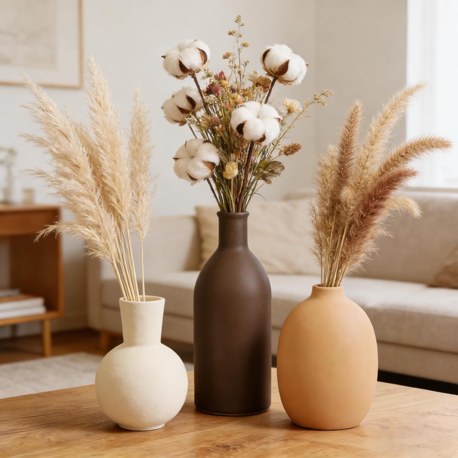 Ceramic Vase / Modern Farmhouse Boho Pottery Vases / Set of 5