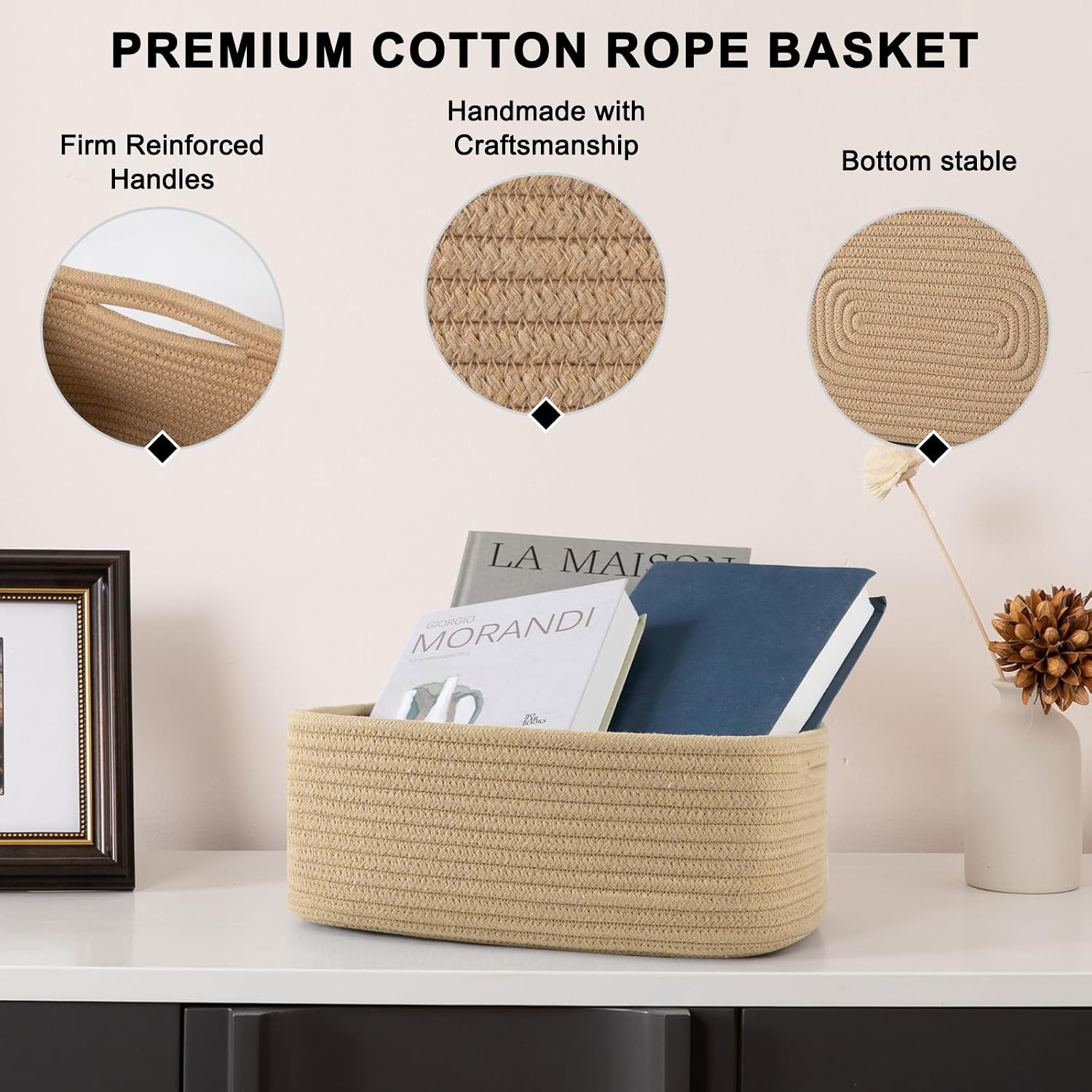 Mini Woven Rope Storage Bins for Towels / Jute / 11.81''lx7.87''wx4.72''h / Set of 4
