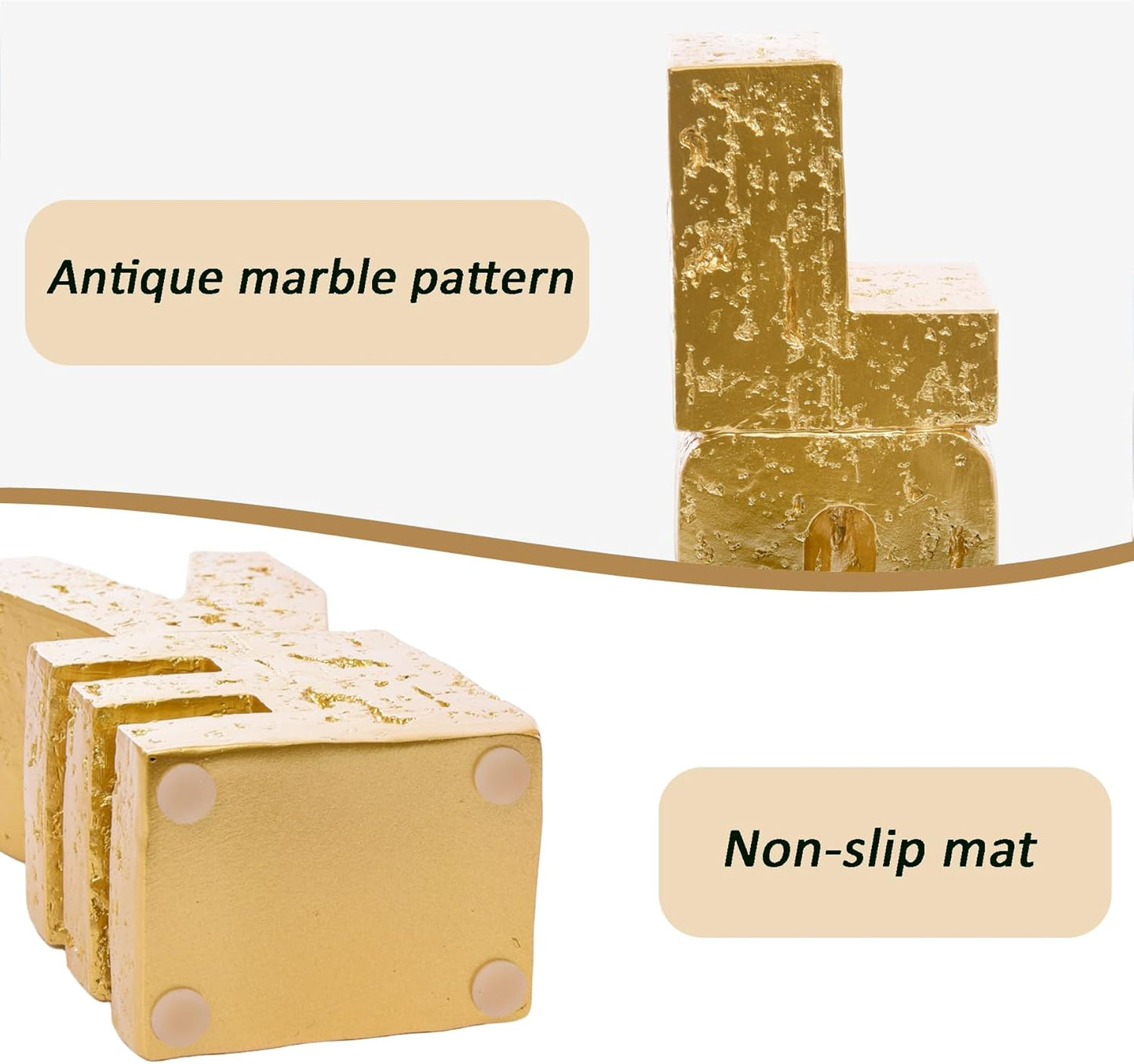 Modern Heavy Duty Bookends / Gold