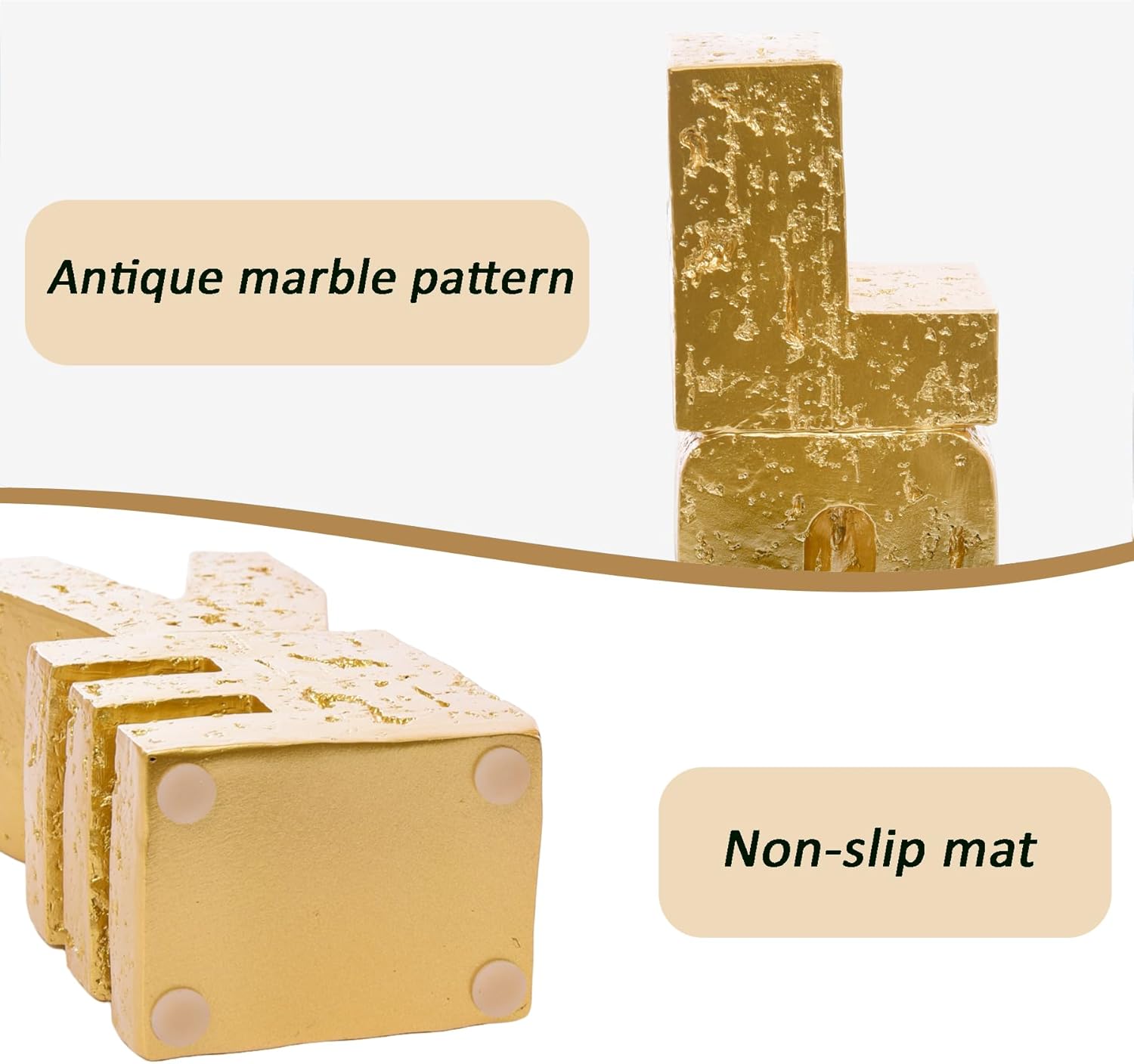 Modern Heavy Duty Bookends / Gold