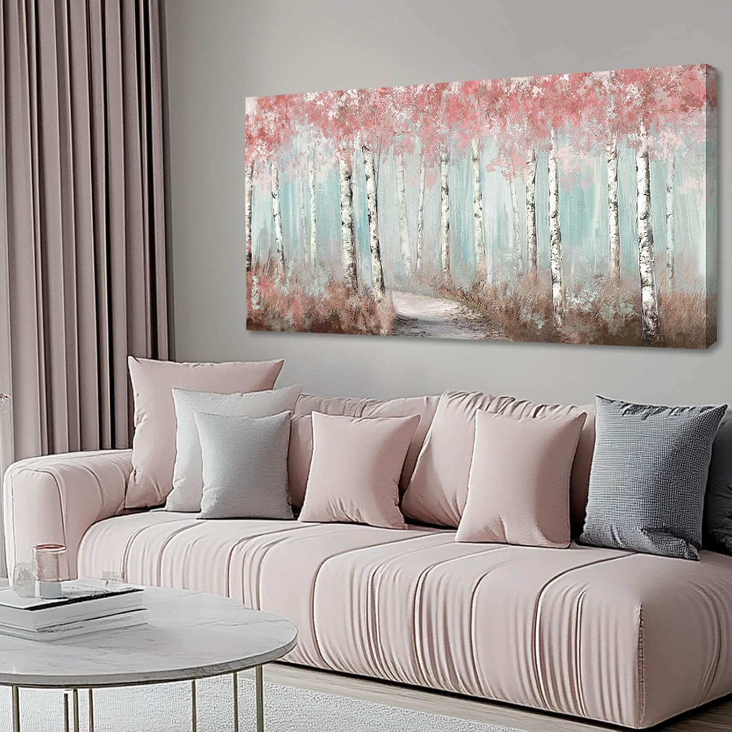 Botanical Wall Art for Girls Room Tree Wall Decor Plant Pictures Wall Art / Pink / 40"L x 20"W