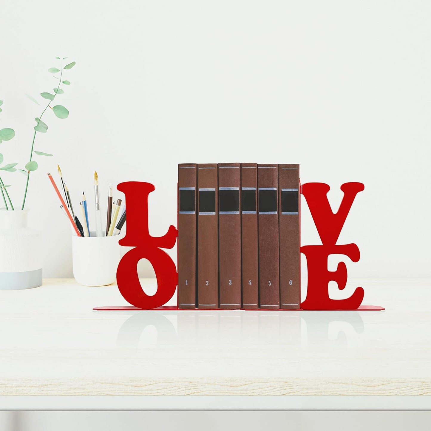 Love Decor Metal Bookends / Red Love