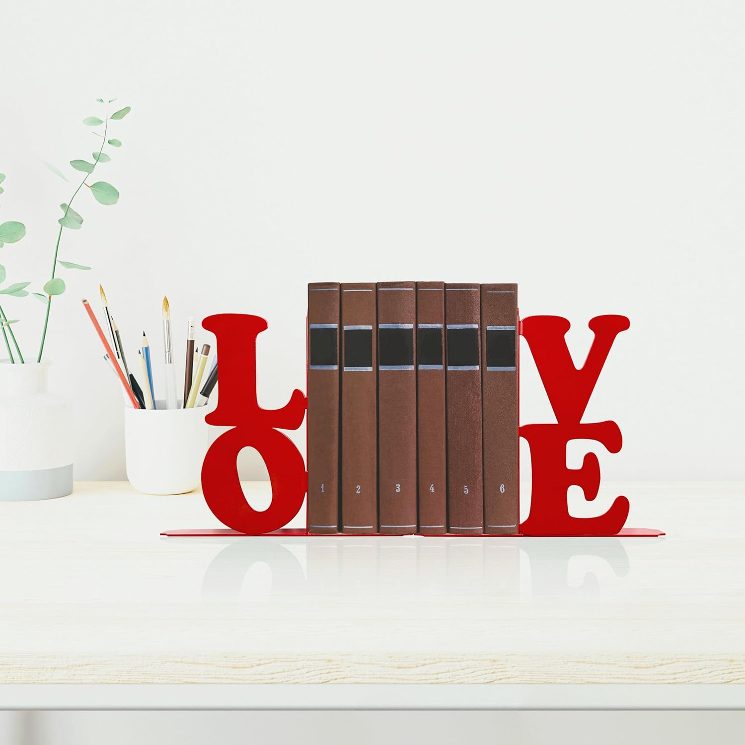 Love Decor Metal Bookends / Red Love