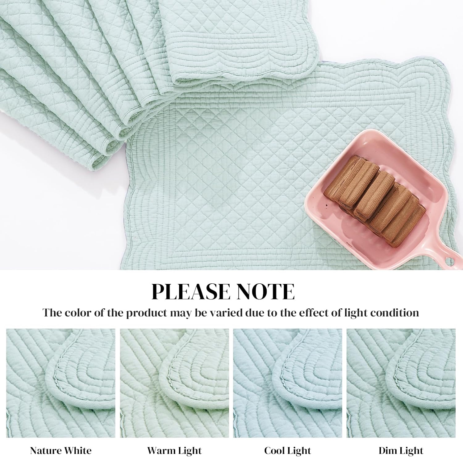 HOMBYS Quilted Placemats Set of 6 Washable-13x18 inches Rectangular Placemats for Kitchen Table-100% Cotton Fabric
