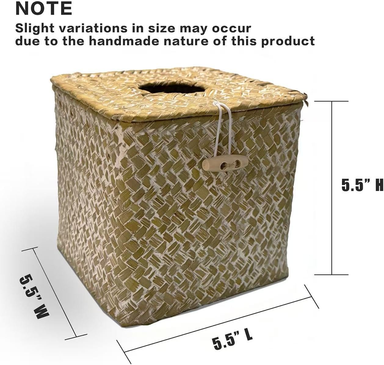 Woven Square Tissue Box Cover / Whitewash / Natural