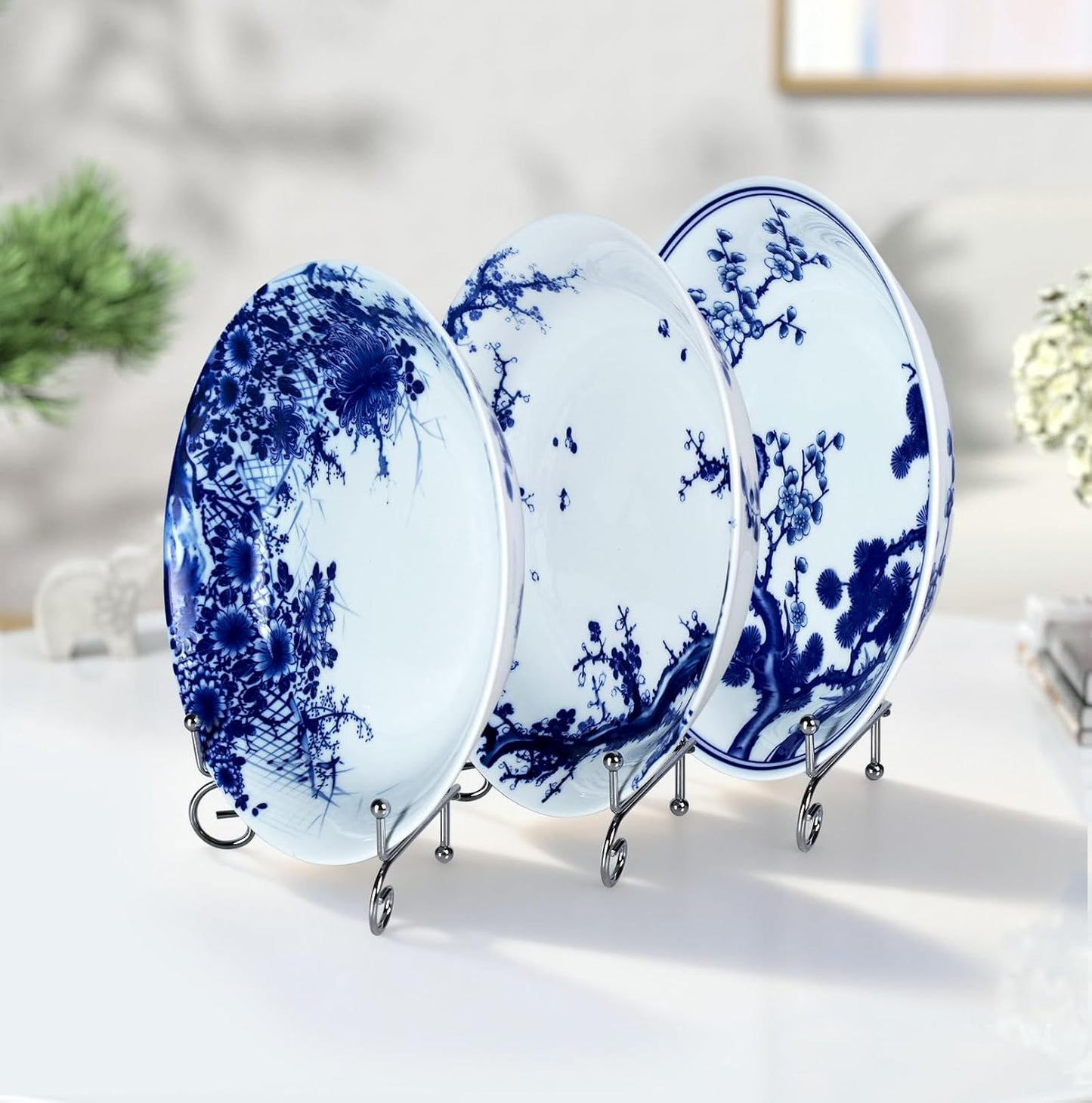 Stand / Blue Ceramic Plate Decor / 954N / White