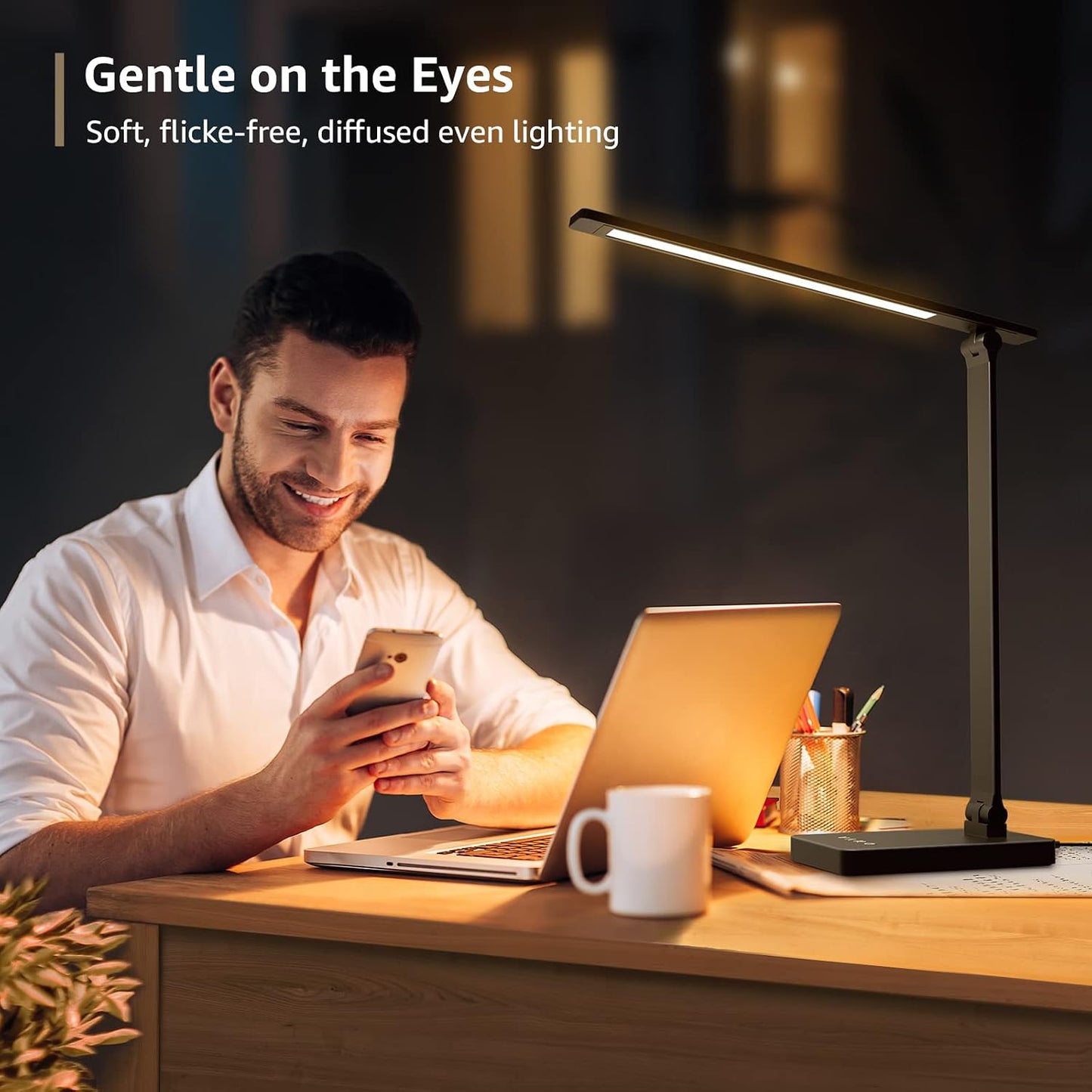 Lepro LED Desk Lamp for Home Office, 9.5W 750LM Touch Desk Light, Black | 5 Color Modes 5 Brightness Level, Eye Caring