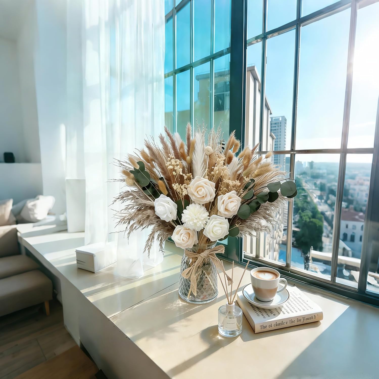 Indoor Artificial Dried Flowers / Natural Champagne / Set of 101
