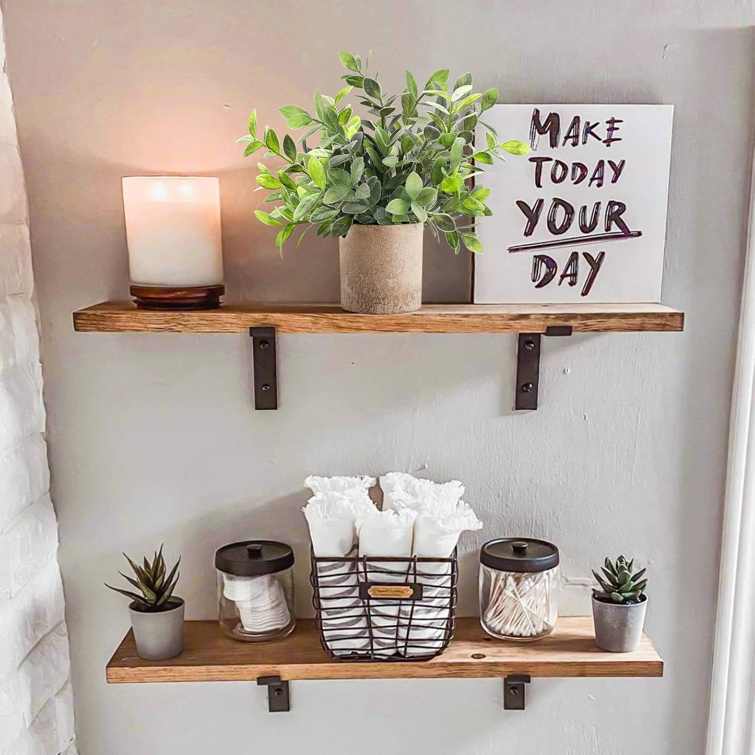 Mini Potted Fake Plants Artificial Plastic Eucalyptus Plants Topiaries / Sage Green / Set of 3