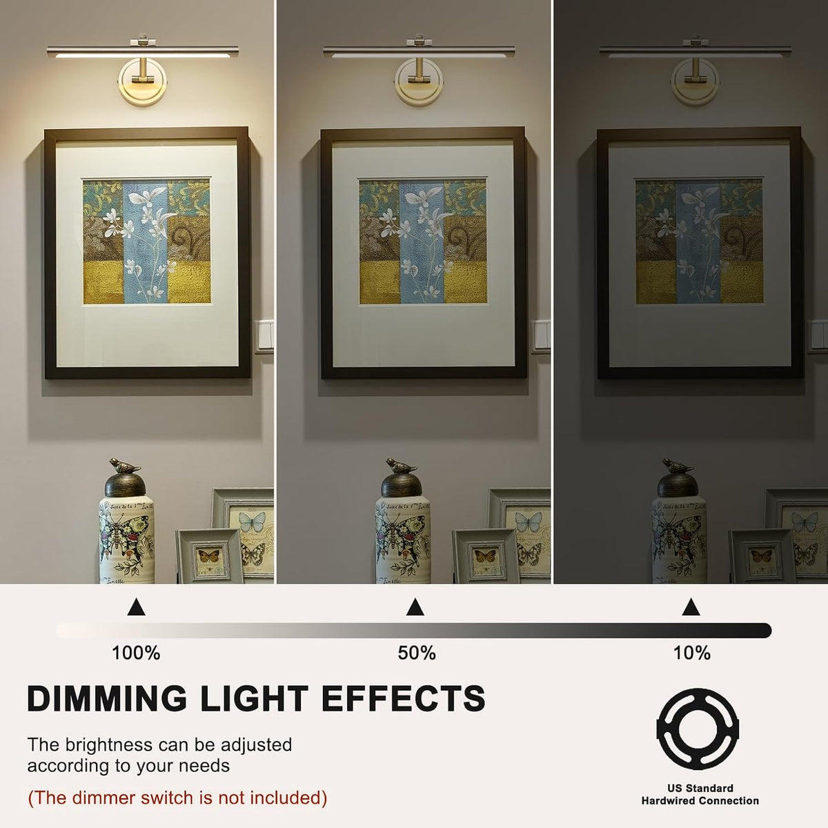 Modern Dimmable Picture Lights for Wall 15.7" Hard-Wired LED Picture Frame Lights for Paintings Gallery Light with