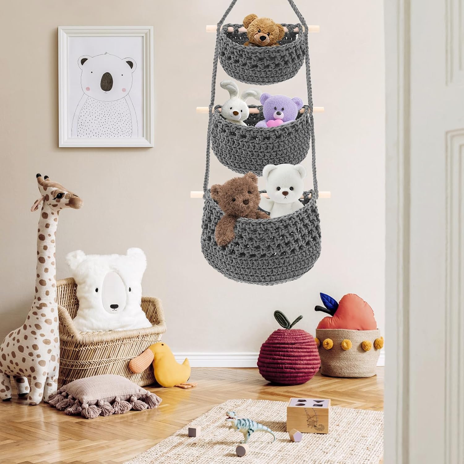 Boho Wall Baskets / Grey-cotton