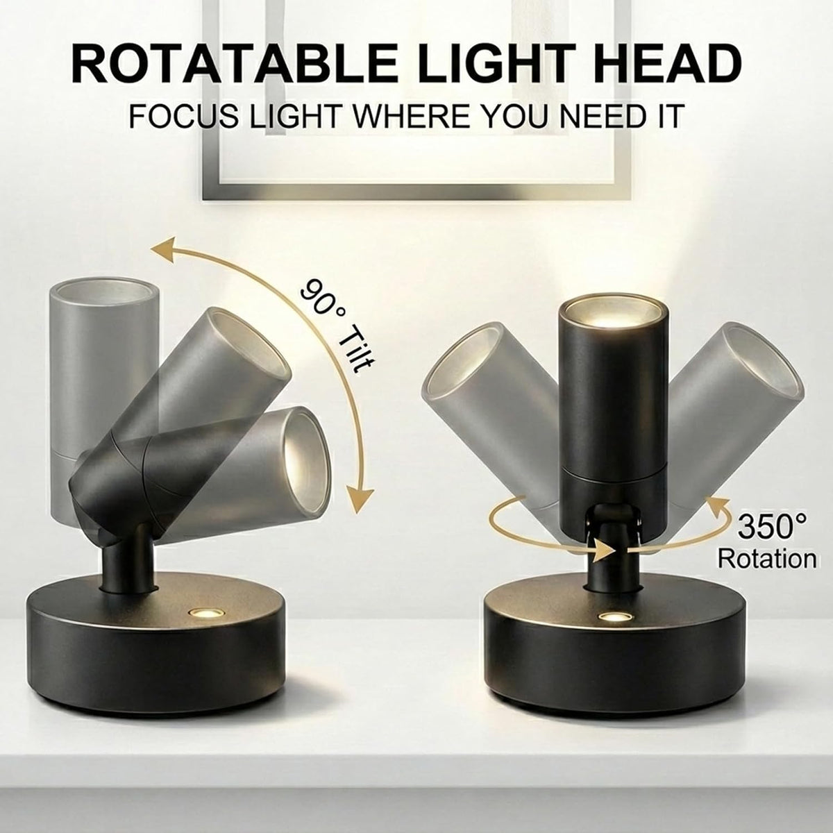 Magnetic Wireless Rechargeable Mini LED Picture Spotlight - Remote Control, 3 Color Temperatures, 2000mAh, Wall-Mounted