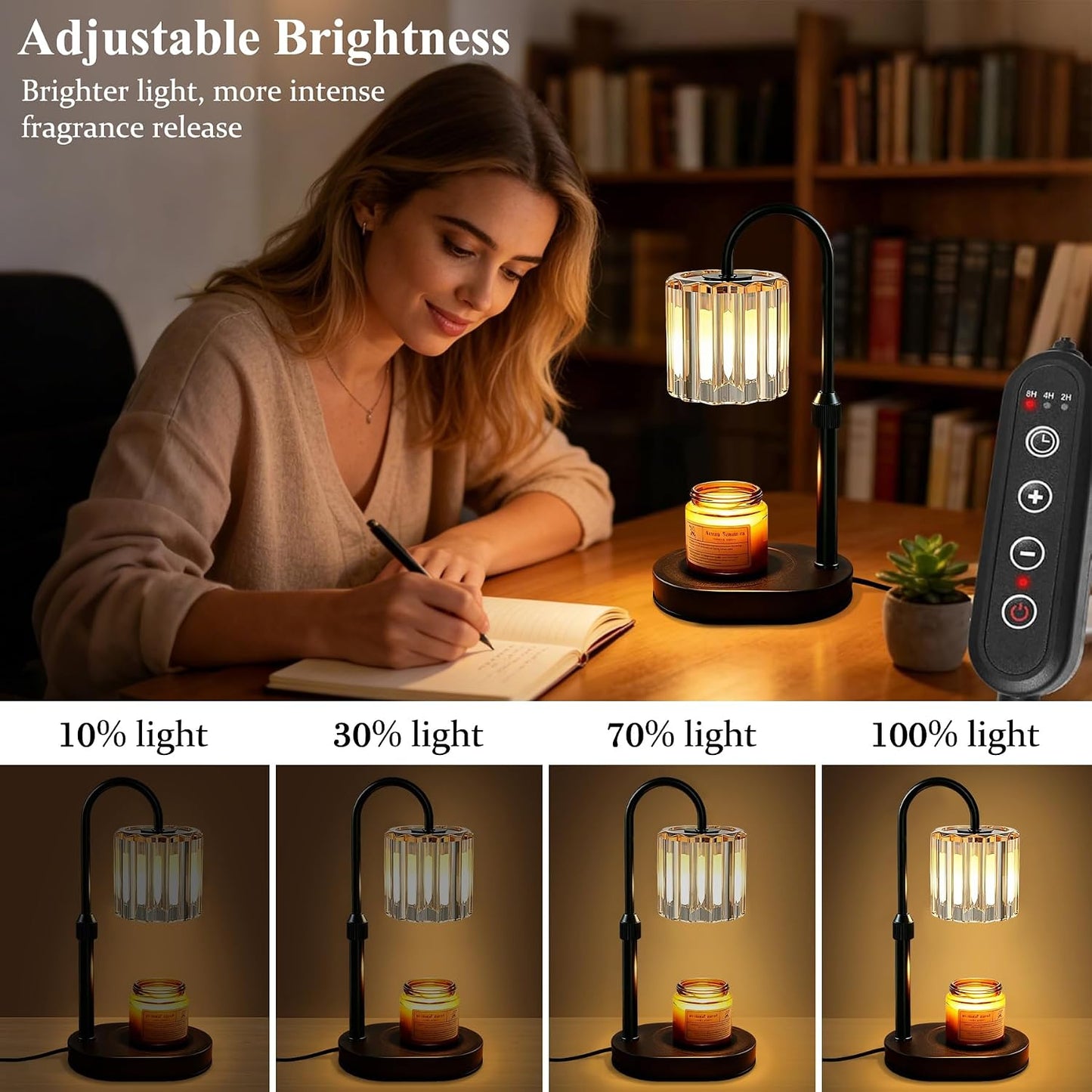 Lukasa Candle Warmer Lamp, with Timer Dimmer Adjustable Height, Home Decor, Room Decor, Wax Melt Warmer for Candles