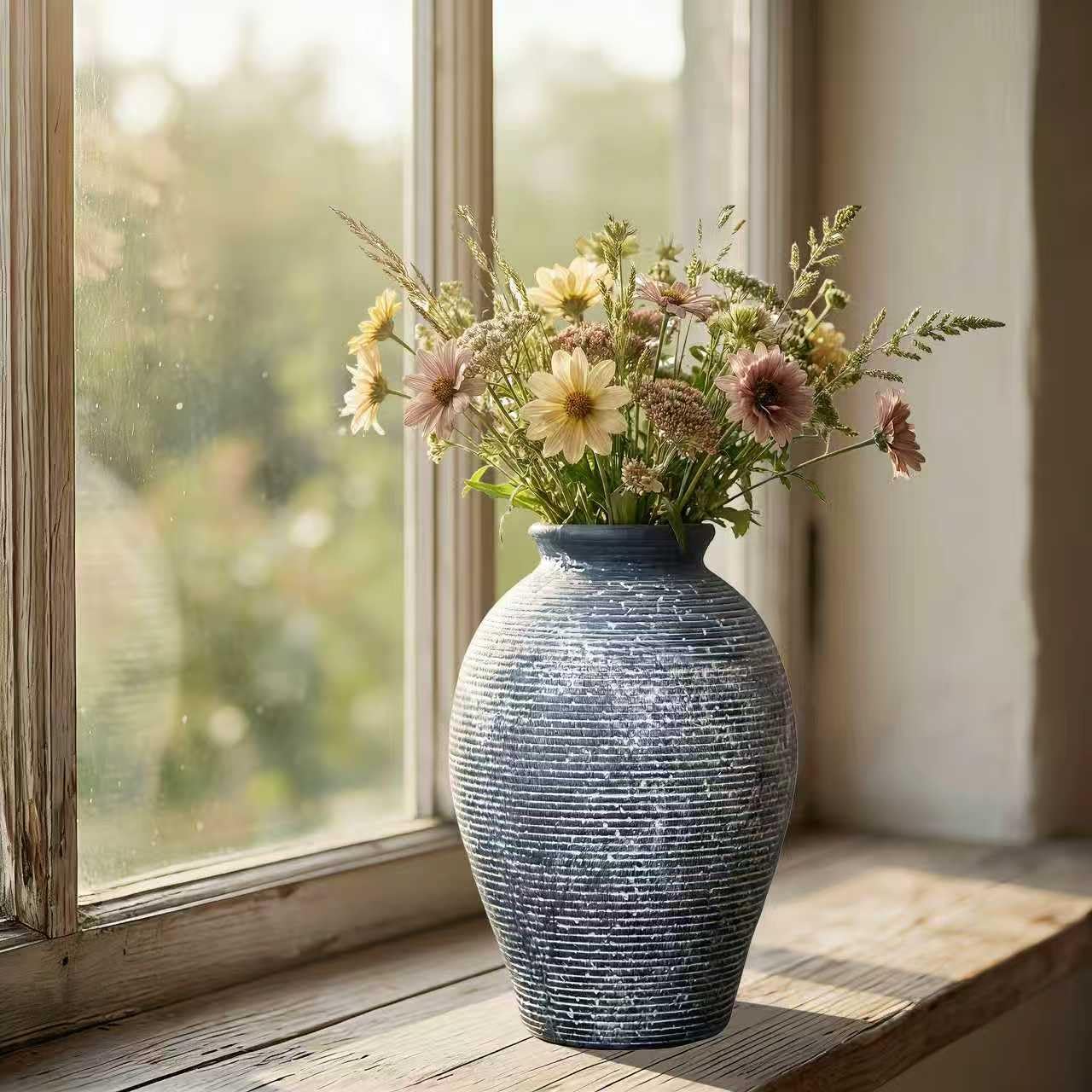 Ceramic Flower Vase / Dark Blue-9.3