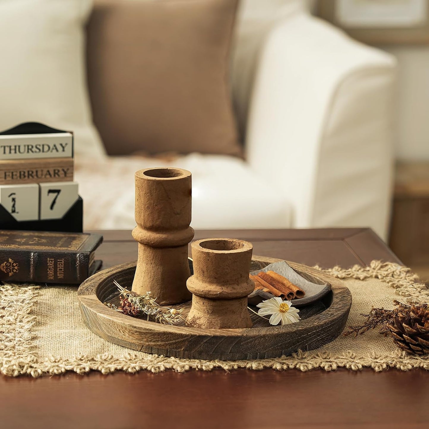 Farmhouse Wooden Candle Tray / Rustic / 11 Inch