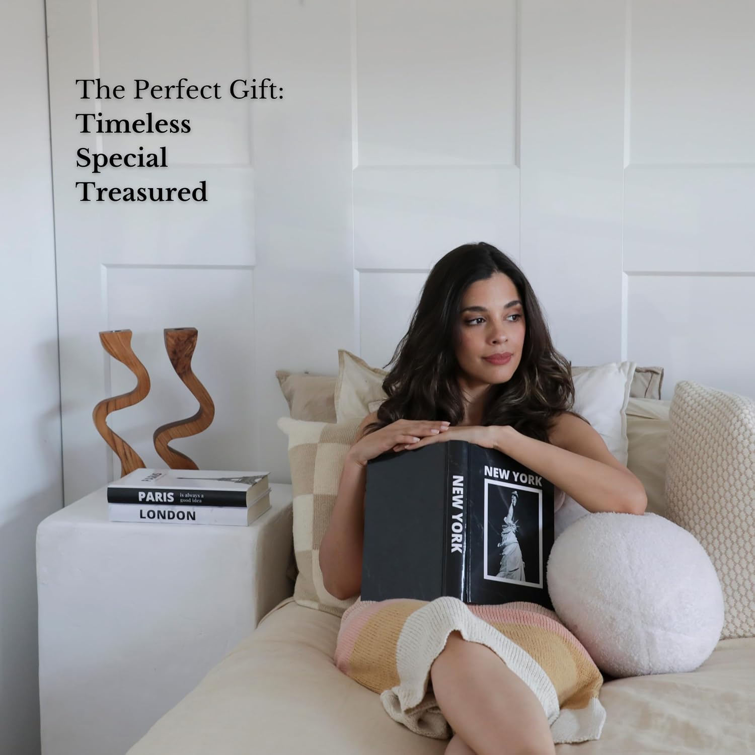Foldable and White Faux Book Set Featuring Paris / Black