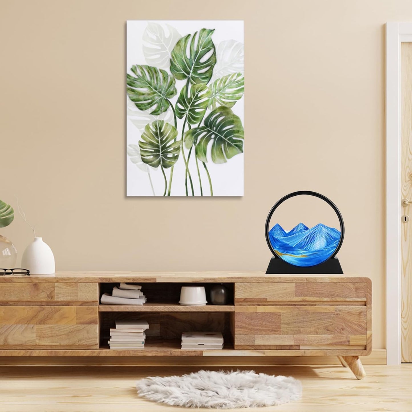 Round Glass 3D Deep Sea Sandscape / Blue / 7in