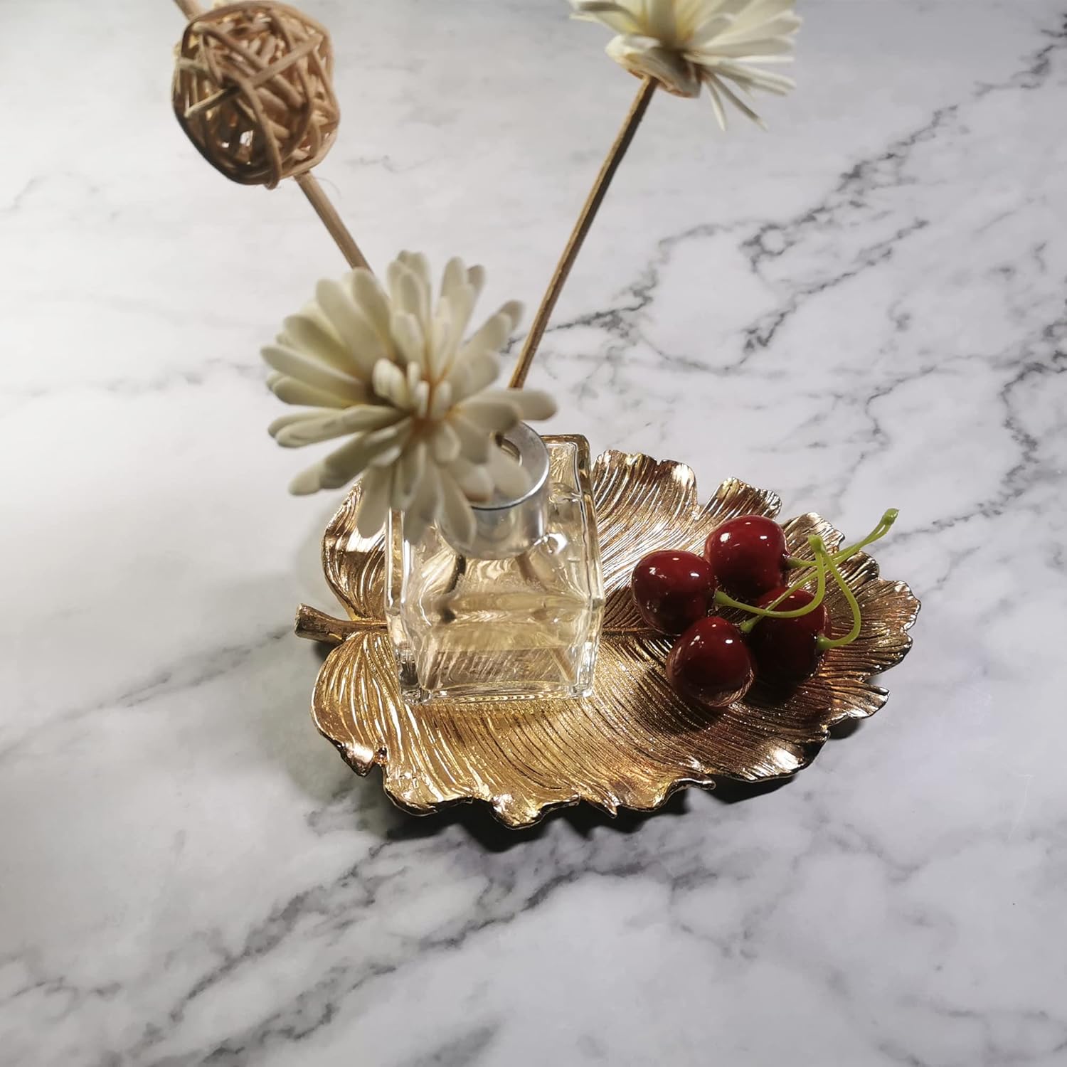 Trinket Dish Vanity Tray for Dresser Christmas / Large Elm-gold