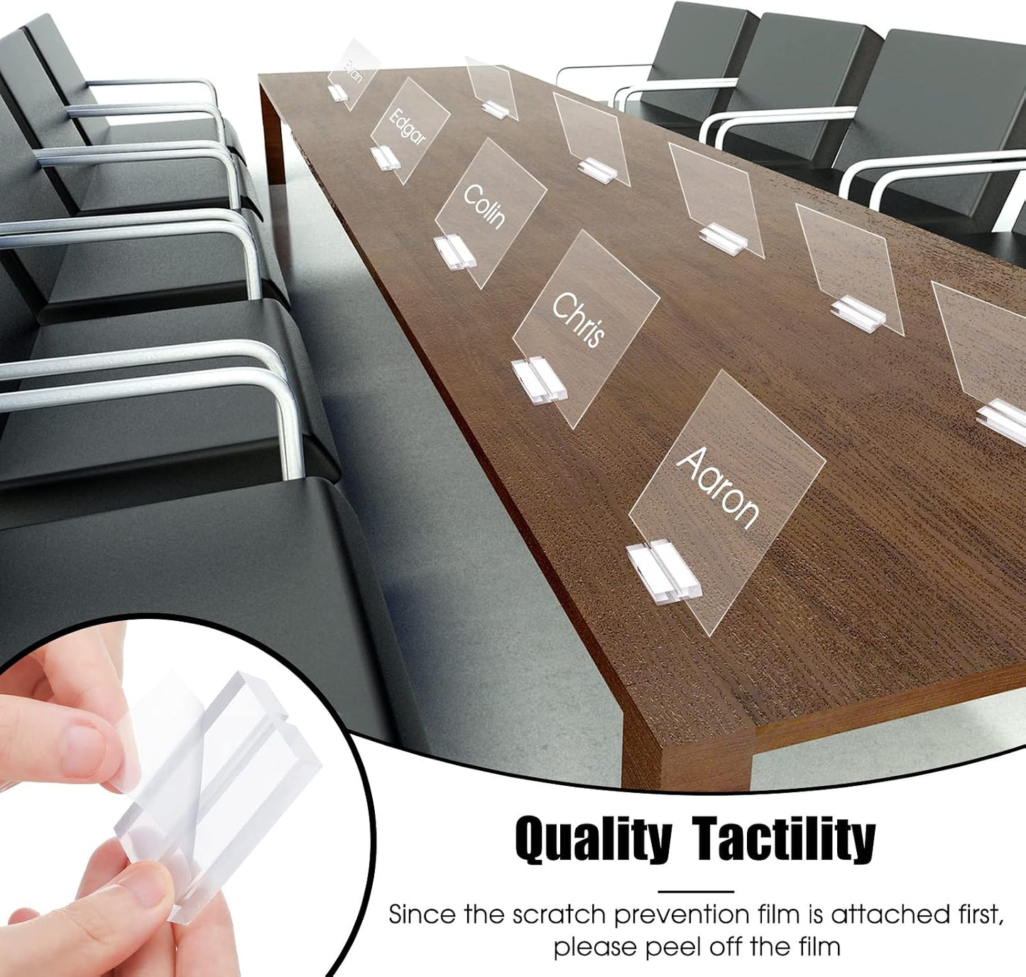 Blulu 60 Pieces 2 Inch Acrylic Place Card Holders Clear Stands Base with 3 mm Card Slot Numbers Display Table Sign for