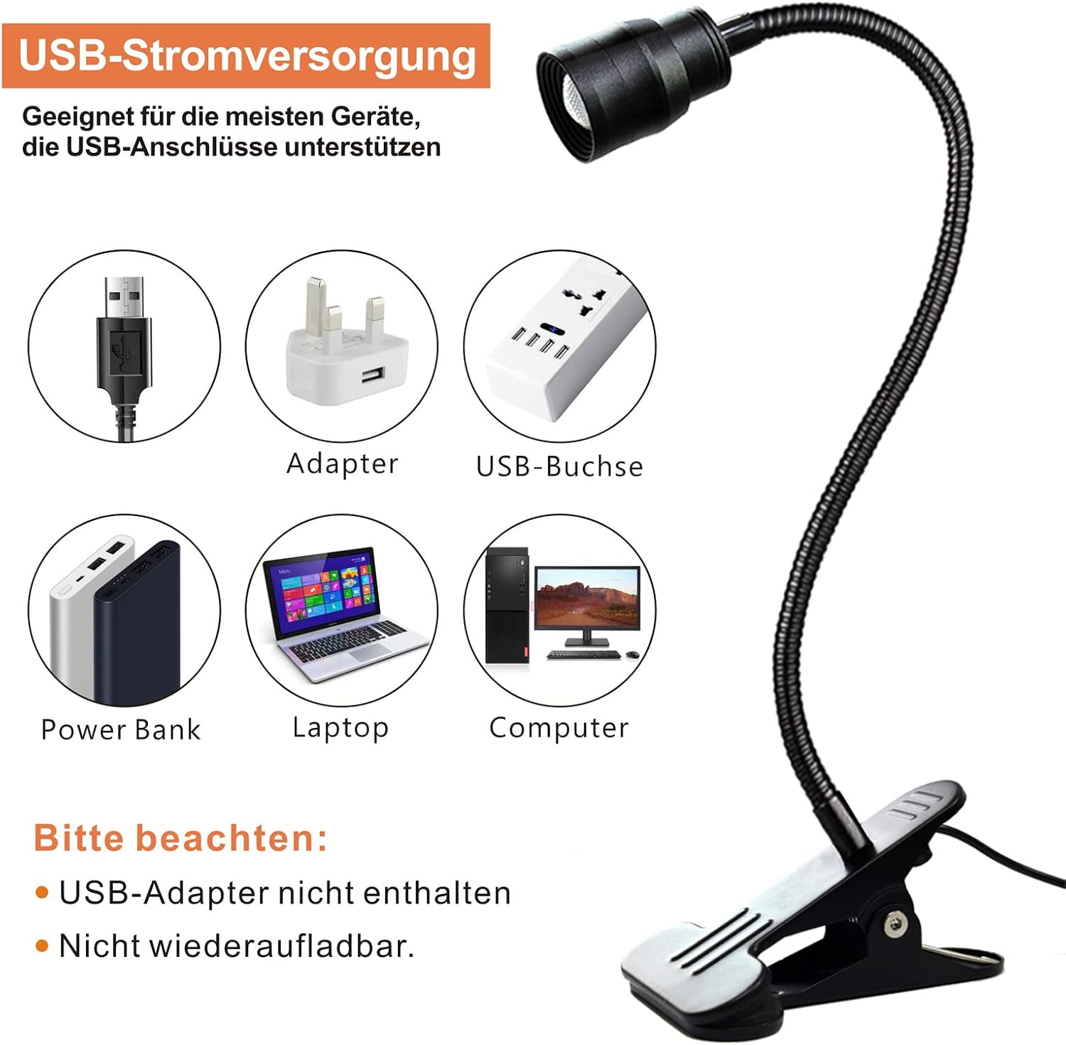 YMCRLUX Zoomable LED Reading Lights for Bed Headboard, Clip on Spotlight Lamp for Desk, Dorm Bed, Dimmable USB Clamp