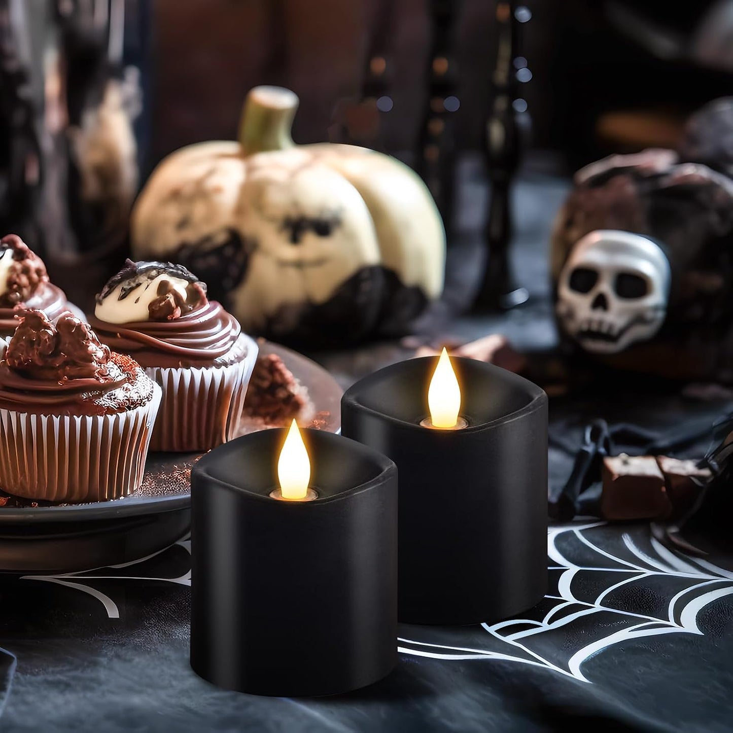 3x3 Flickering Flameless Candles Set of 2, Real Wax LED Candles,with Timer, 3 inch Flameless Candles with