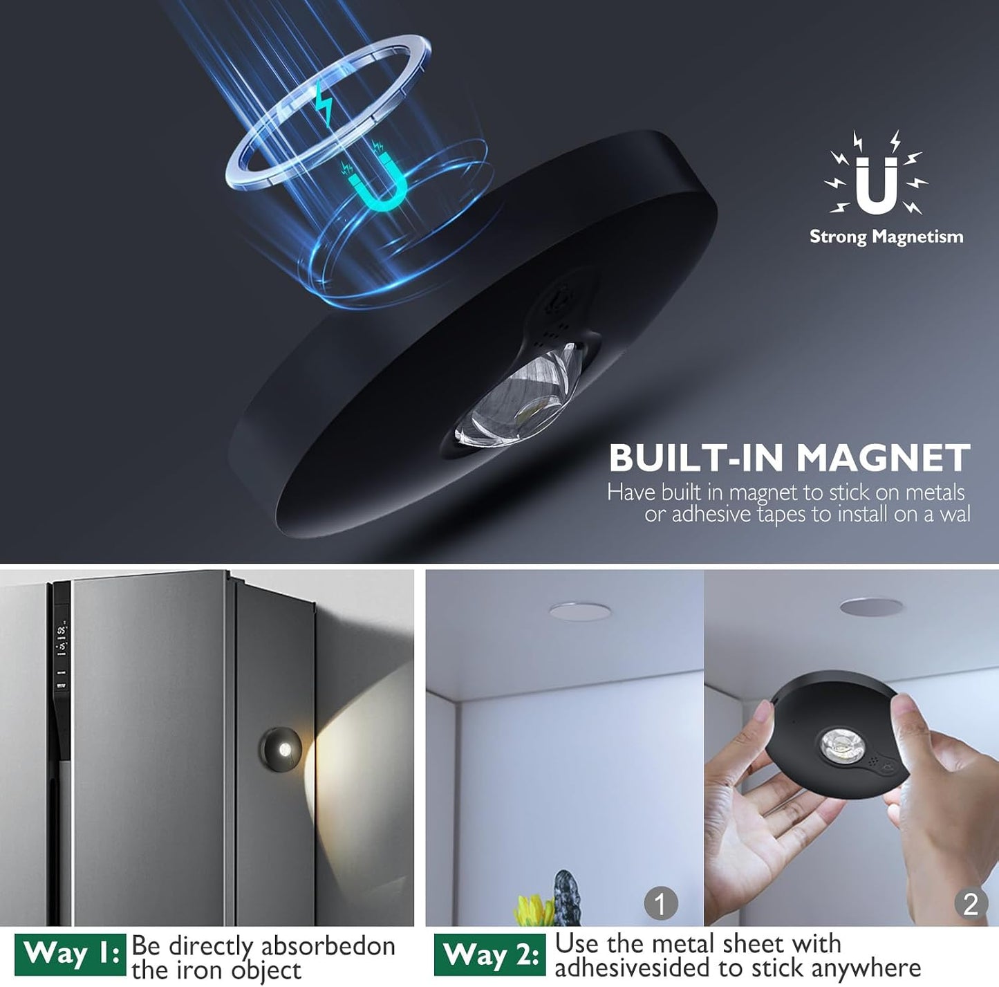 UNUSROOM Rechargeable Puck Lights with Remote Control,2000mAh High Capacity Battery Operated LED Under Cabinet