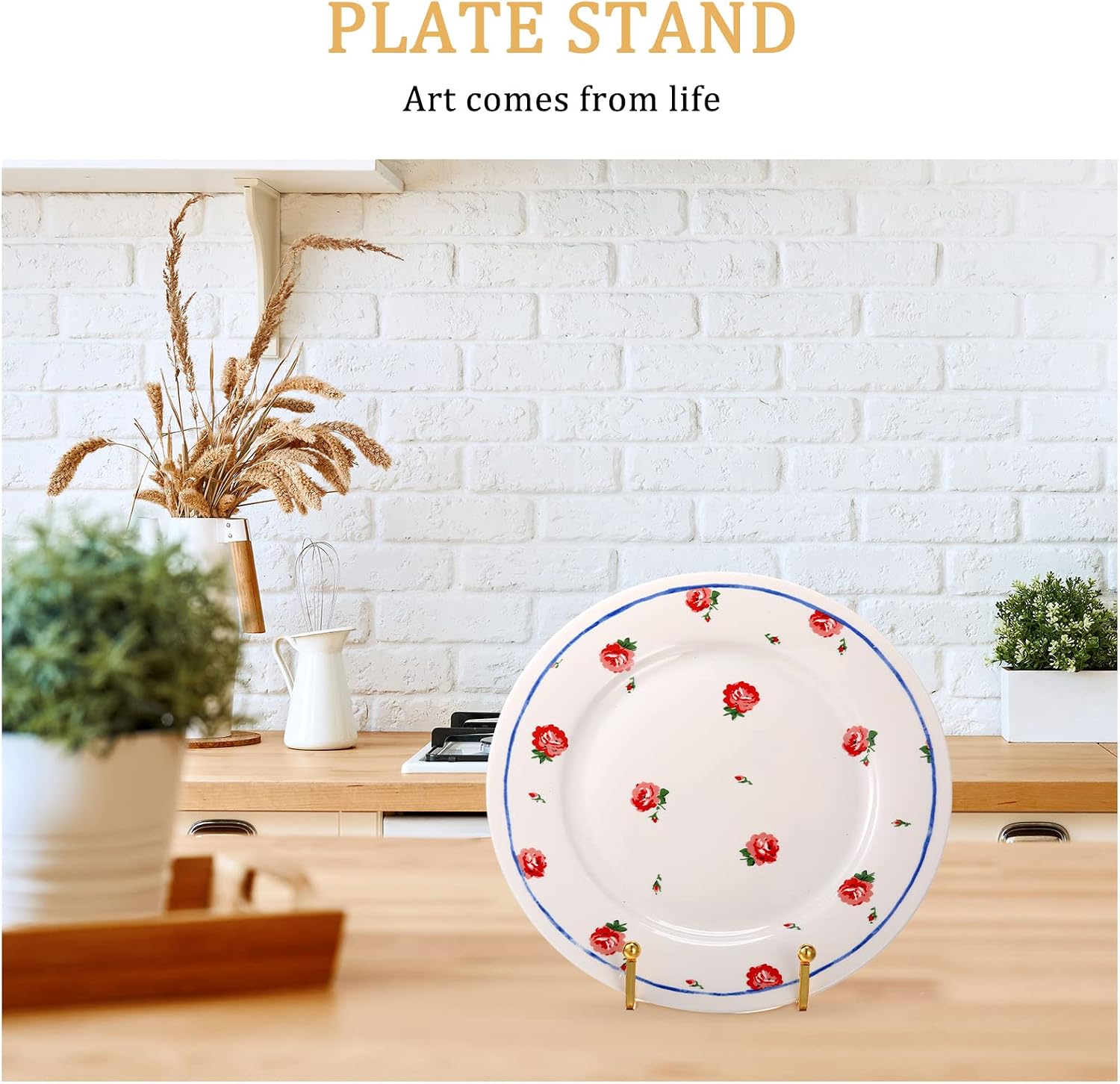 Plate Holder Easel Display Stand Metal Book Display Stand Tabletop / 3 Inch / Gold / Set of 12