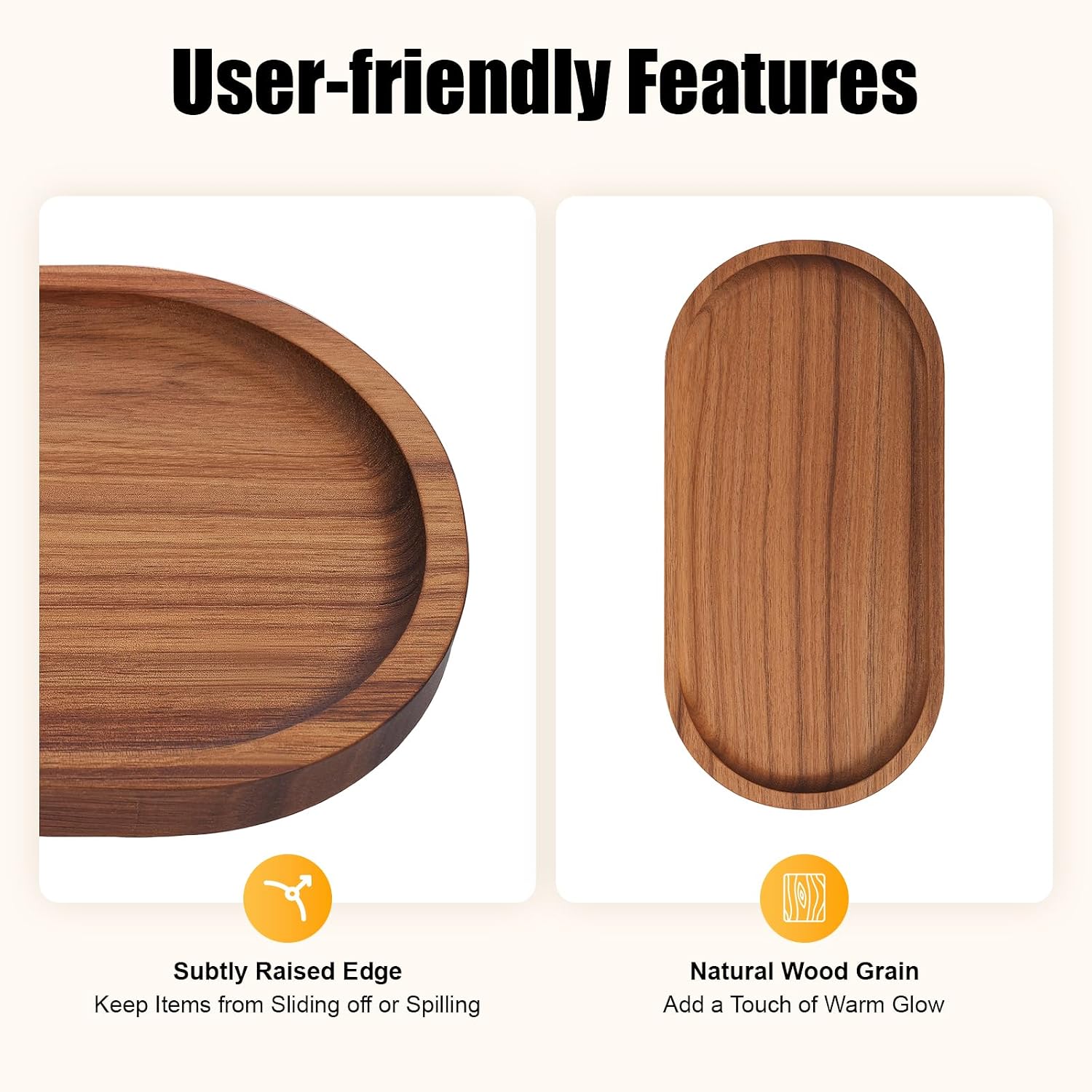 Oval Wood Tray 10 * 5 * Wooden Serving Trays Rustic Decorative Storage Tray / 0.78 Inch / Set of 12