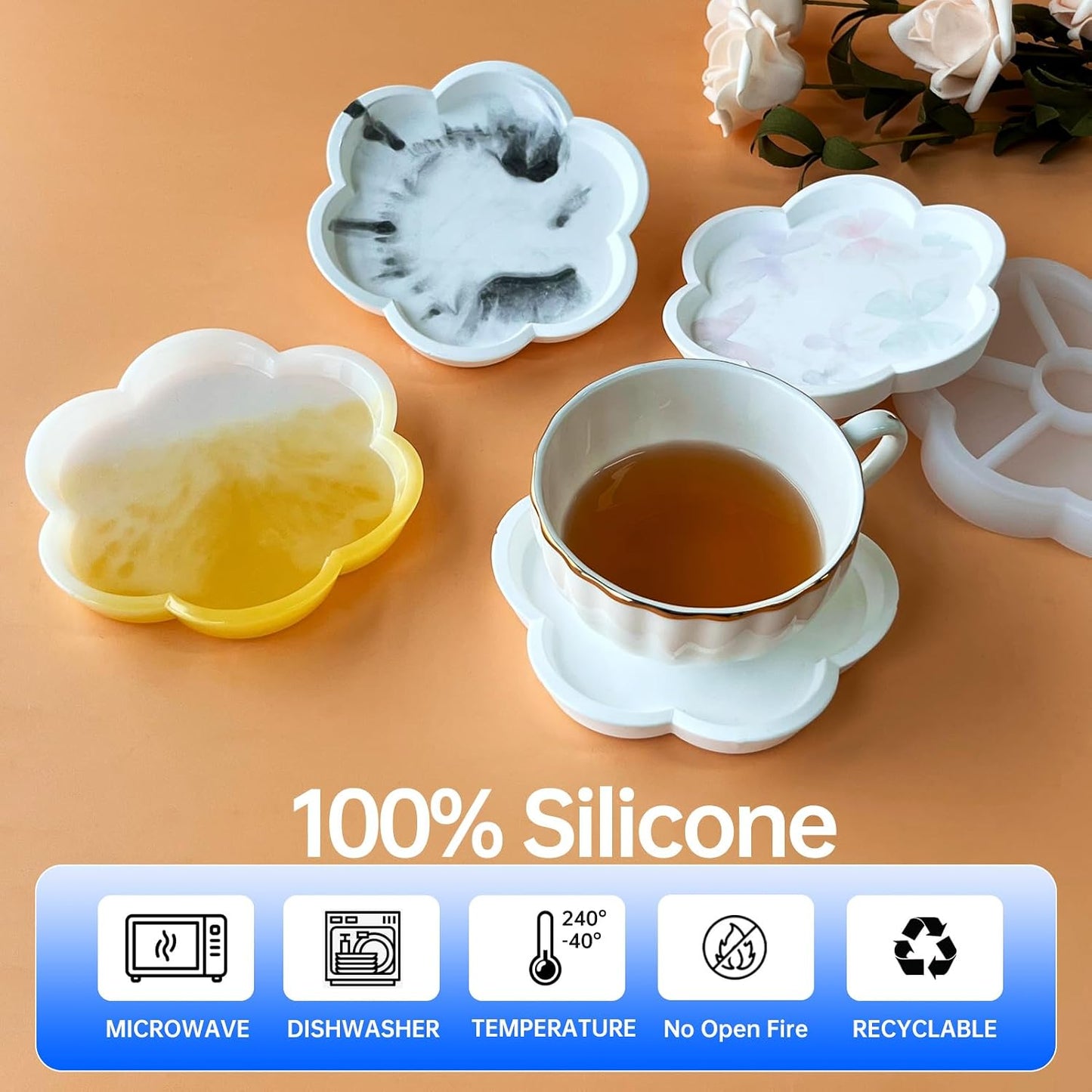 Resin Tray Molds / Flower / Set of 4