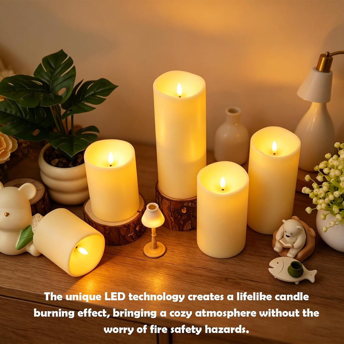 kakoya Flameless Candles with Remote Control and Timer,Flickering Battery Operated LED Pillar Candles Plastic Set of