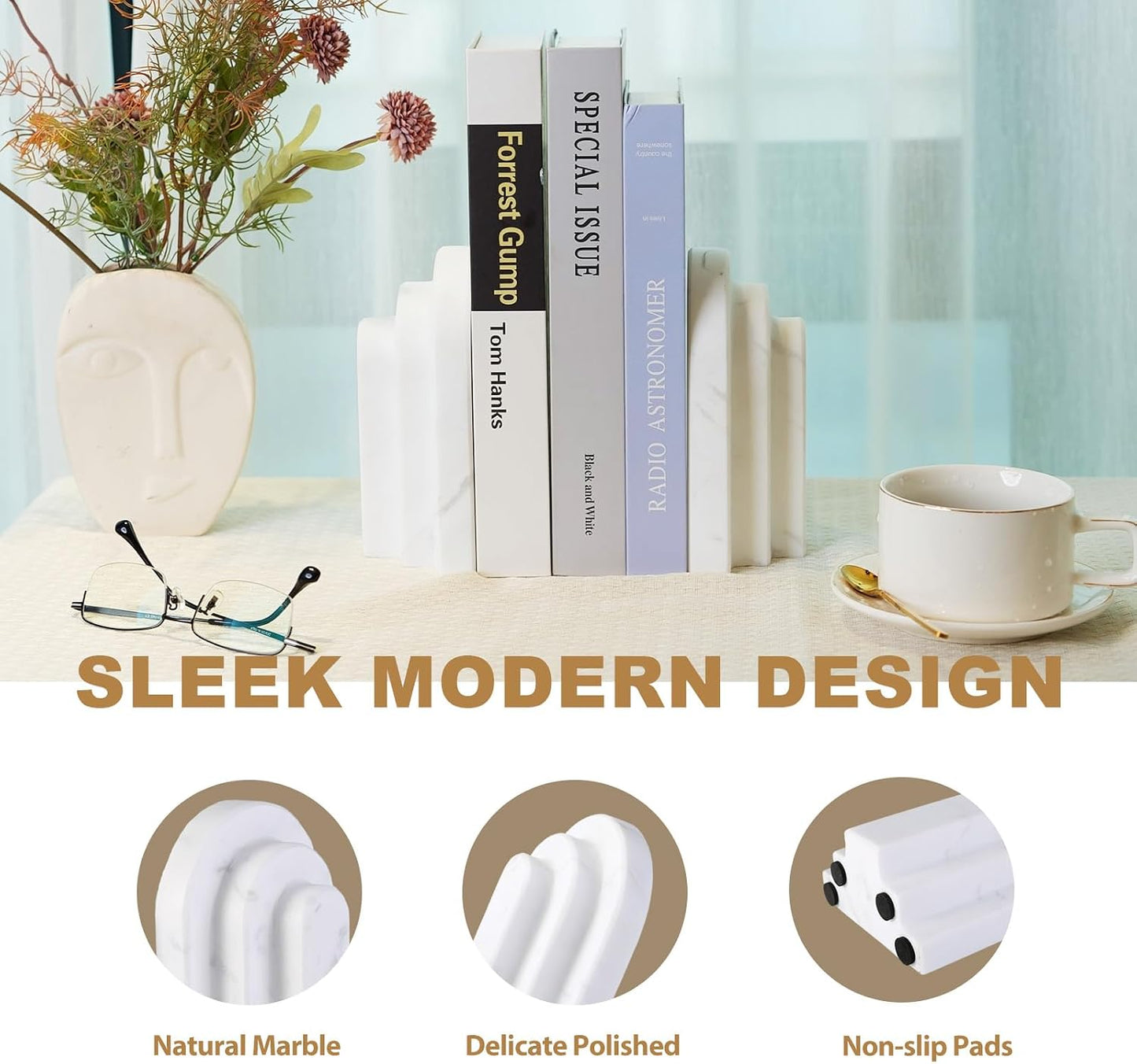 Heavy Duty Bookends / Arched-white