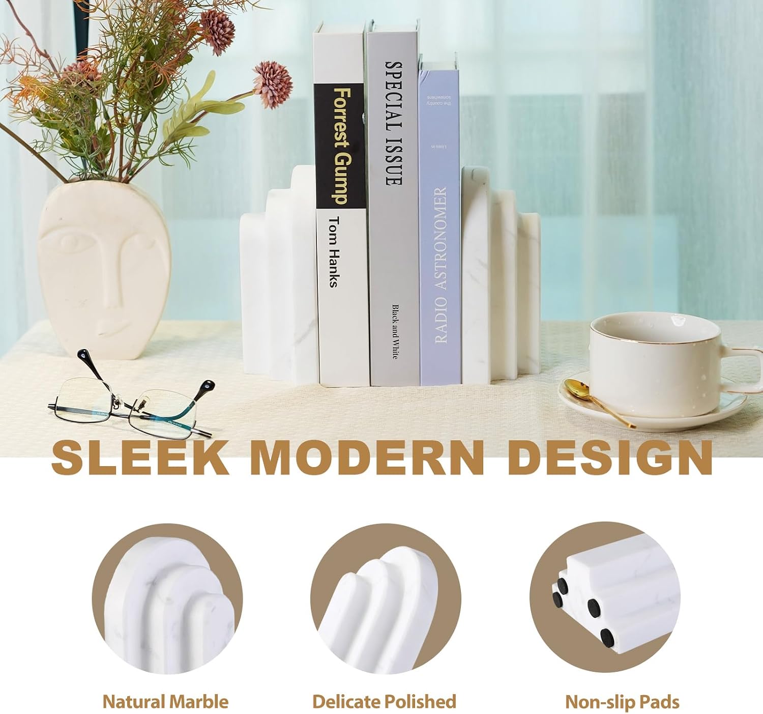 Heavy Duty Bookends / Arched-white