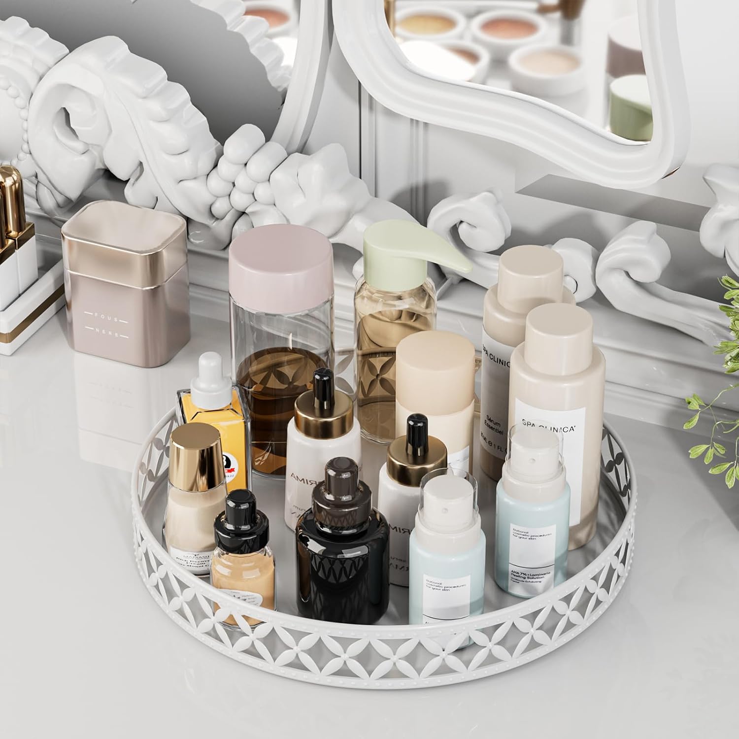 Bathroom Trays for Counter / Floral-white / 11 Inch