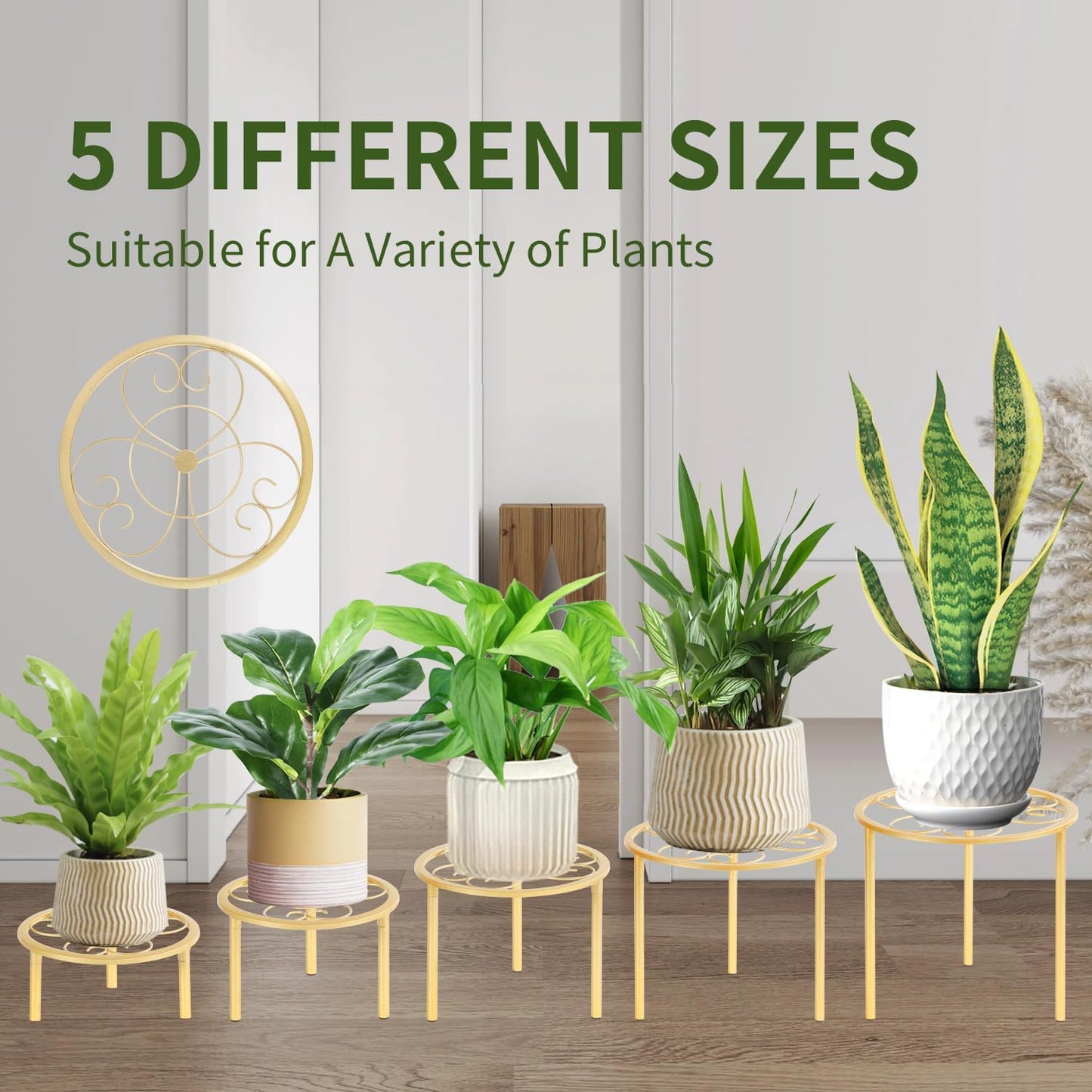 5 Pack Metal Plant Stands,Heavy Duty Potted Holder for Flower Pot, Rustproof Iron Plant Risers, Suitable for Indoor and