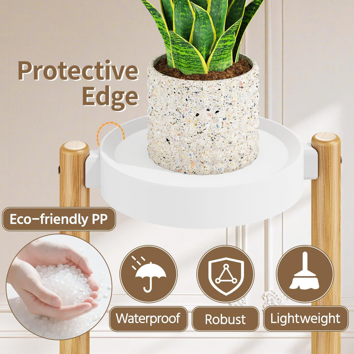 LASZOLA Plant Stand Table Tall for Indoor Corner, 4 Tier Bamboo White | Multiple Level Vertical Planter Rack, Flower