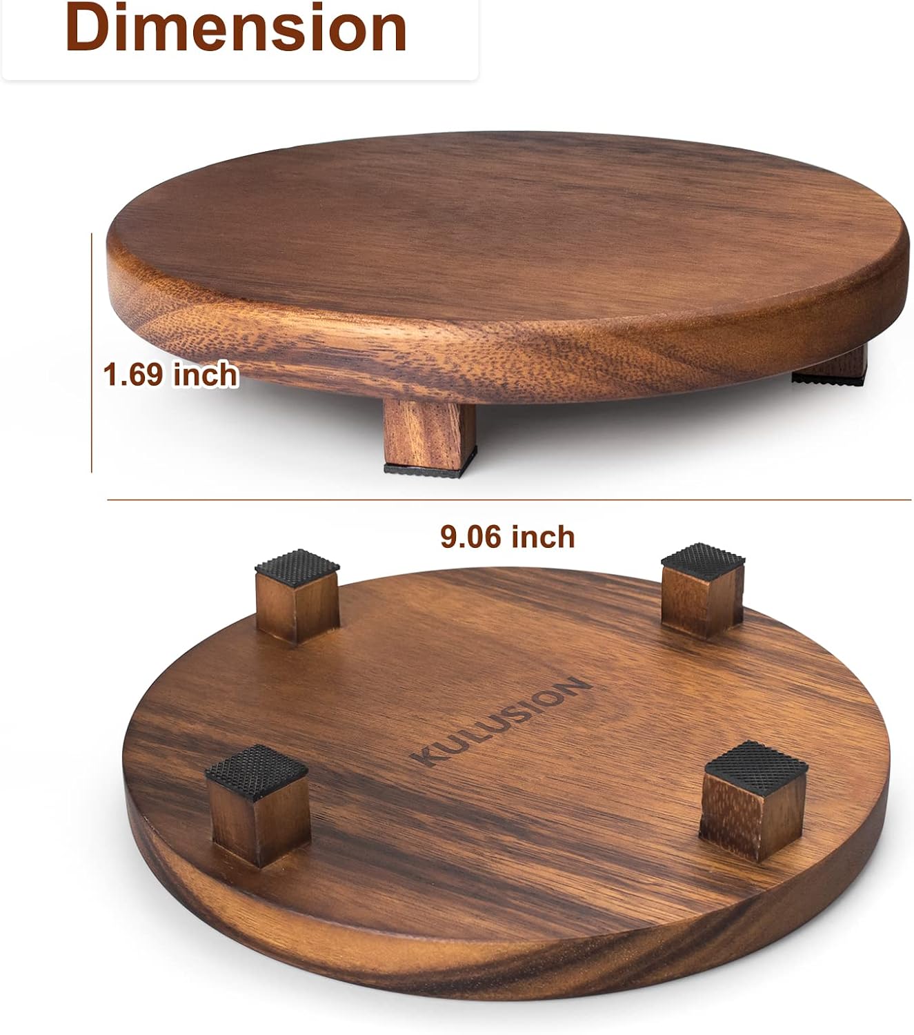 Walnut Wood Pedestal Stand / 9.06 x 9.06 x 1.57 / Round & Inch