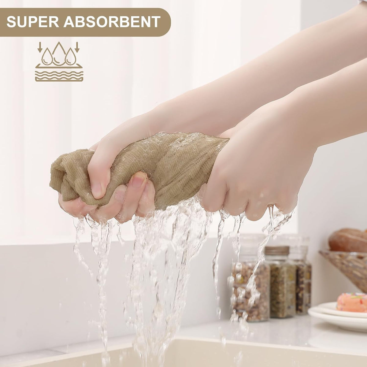Homaxy 100% Cotton Terry Kitchen Towels(15" x 25", 12 Pack), Tan | Soft and Super Absorbent Dish Towels, 380 GSM