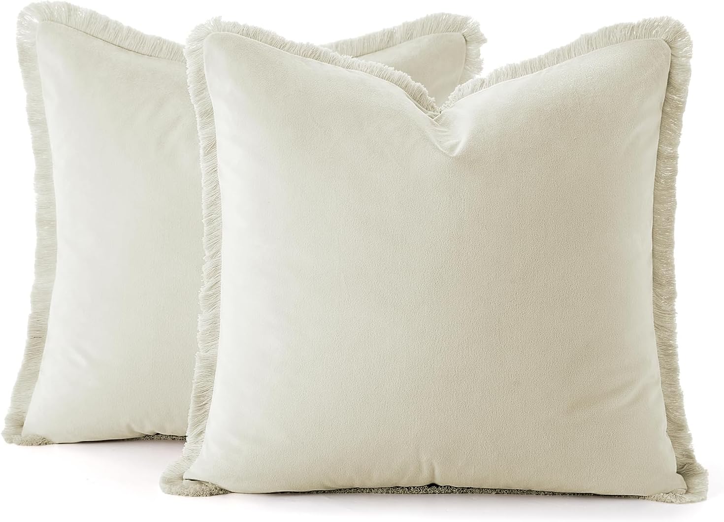 Ivory Velvet Throw Pillow Covers / Cream / 18 x 18 / Set of 2