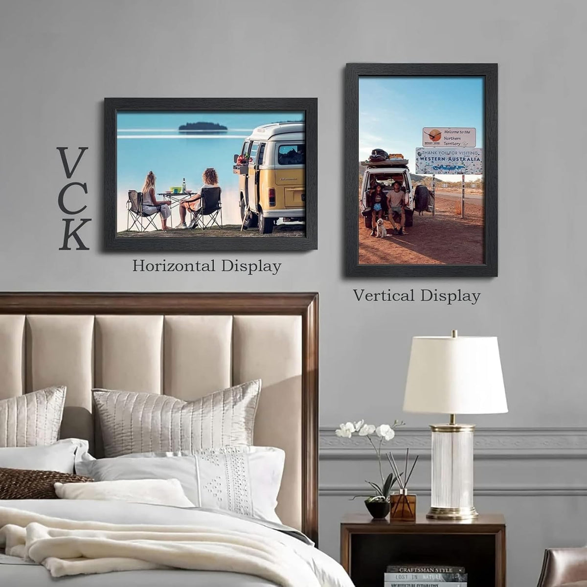 VCK 13x19 Picture Frame Black 4 Pack, Wide Thick Wood Border, for Artwork | Exclusive Woodgrain, Wall Hanging, HD