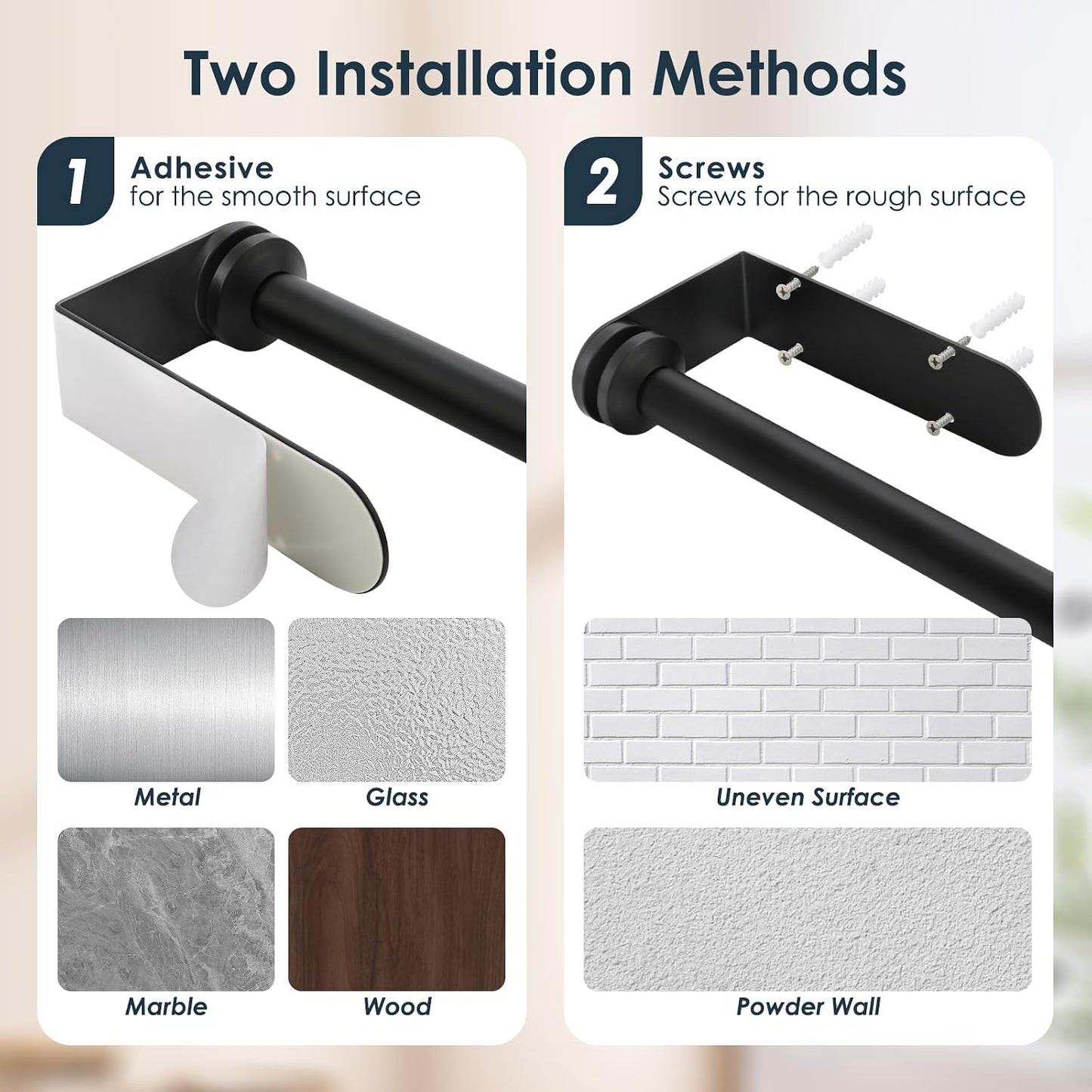 theaoo Under Cabinet Paper Towel Holder, One-Hand Tear, Wall Mount, Black | Quick Release Knob For Easy Roll Loading.