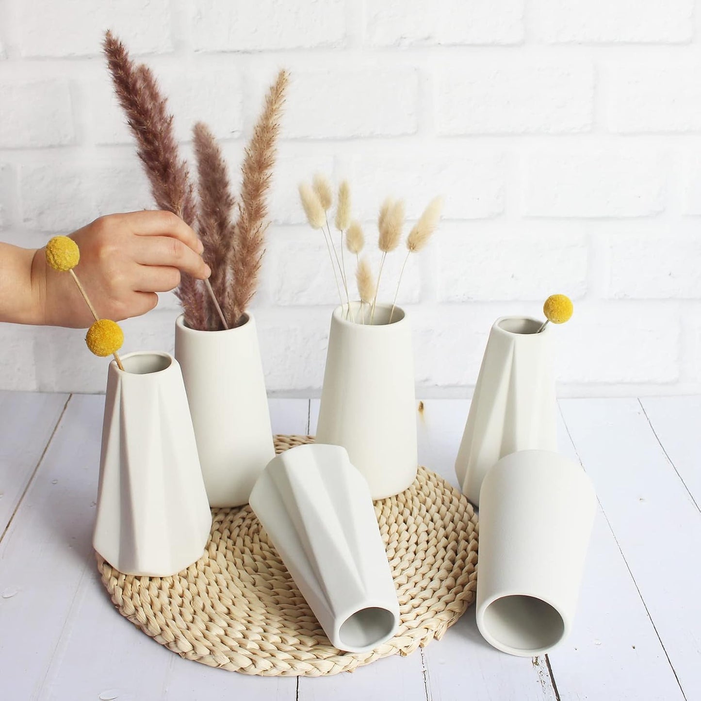 Ceramic Vases / Style A / White / 6 Inch / Set of 6